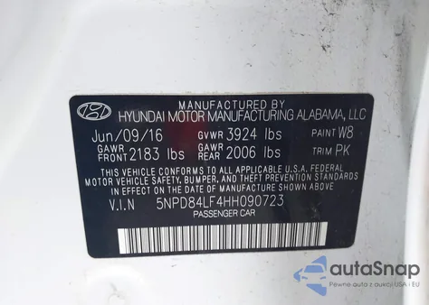 2017 Hyundai Elantra Se z USA, uszkodzony, nr VIN 5NPD84LF4HH090723
